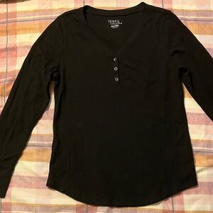 Time and Tru Women's Black Long Sleeve Casual Shirt L